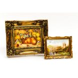 Ernest Roy Booth (Royal Worcester artist) framed plaque Pears and Strawberries,