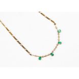 A 9ct Italian emerald and diamond necklet,