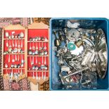 A box of assorted EPNS and assorted metal ware, including candelabra, candlesticks,