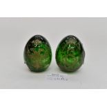 Two Russian glass Imperial Eagle 'Style Faberge' eggs, green,