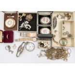 A gilt half Hunter pocket watch and quantity of costume jewellery,