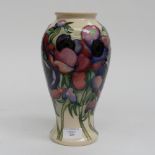 A Moorcroft vase in the Anemone blush pattern, 1st quality, designed by Emma Bossons,