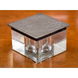 An Asprey, London 1928 silver inkwell stand,