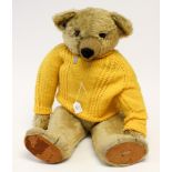Chad Valley: A 1920's, Chad Valley, mohair teddy bear, Chad Valley label to left foot,