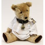 Chiltern: A Chiltern Hugmee, blonde mohair teddy bear, orange and black glass eyes,