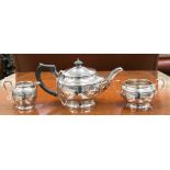 A three piece silver teaset Birmingham 1936 Elkington and Co, gross weight approx 711 grams / 22.