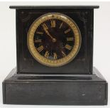 A Conrad Felsins of Berlin black slate mantle clock, having black dial with gilt Roman numerals,