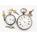 Two silver pocket watches,