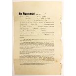 Stanley Matthews: A July 1932 contract for Stanley Matthews, his first contract at Stoke City,