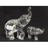 A Waterford crystal elephant, with original sticker,