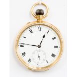 An 18k gold cased open faced pocket watch