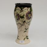 A Moorcroft trail vase, 1st quality, Chrysanthemum flowers in red on cream ground,