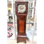 A 19th Century oak cased and mahogany cross-banded Grandmother clock,