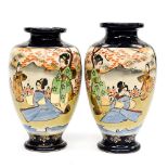 A pair of early 20th Century Japanese export vases of tapering form,