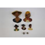 Handmade clay/painted wall plaques China, sailor, Spain,