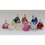 A box of nine Royal Doulton and Coalport figures,