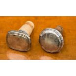 German silver and cork bottle stoppers (2)
