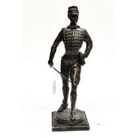 A bronze figure of a 19th century Hussar