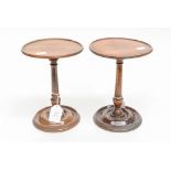 A pair of George III mahogany table top candle stands,