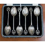 A cased set of six silver teaspoons,