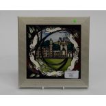 A framed Moorcroft plaque, 1st quality, in the Balmoral pattern, designed by Vicki Lovatt,