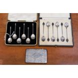 A cased set of six silver coffee spoons with pineapple finials, Thomas Bradbury & Sons,