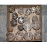 A set of six knop stem wine glasses, two Wrythern glasses, one damaged,