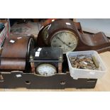 A Napolean hat cased mantle clock, a slate clock,