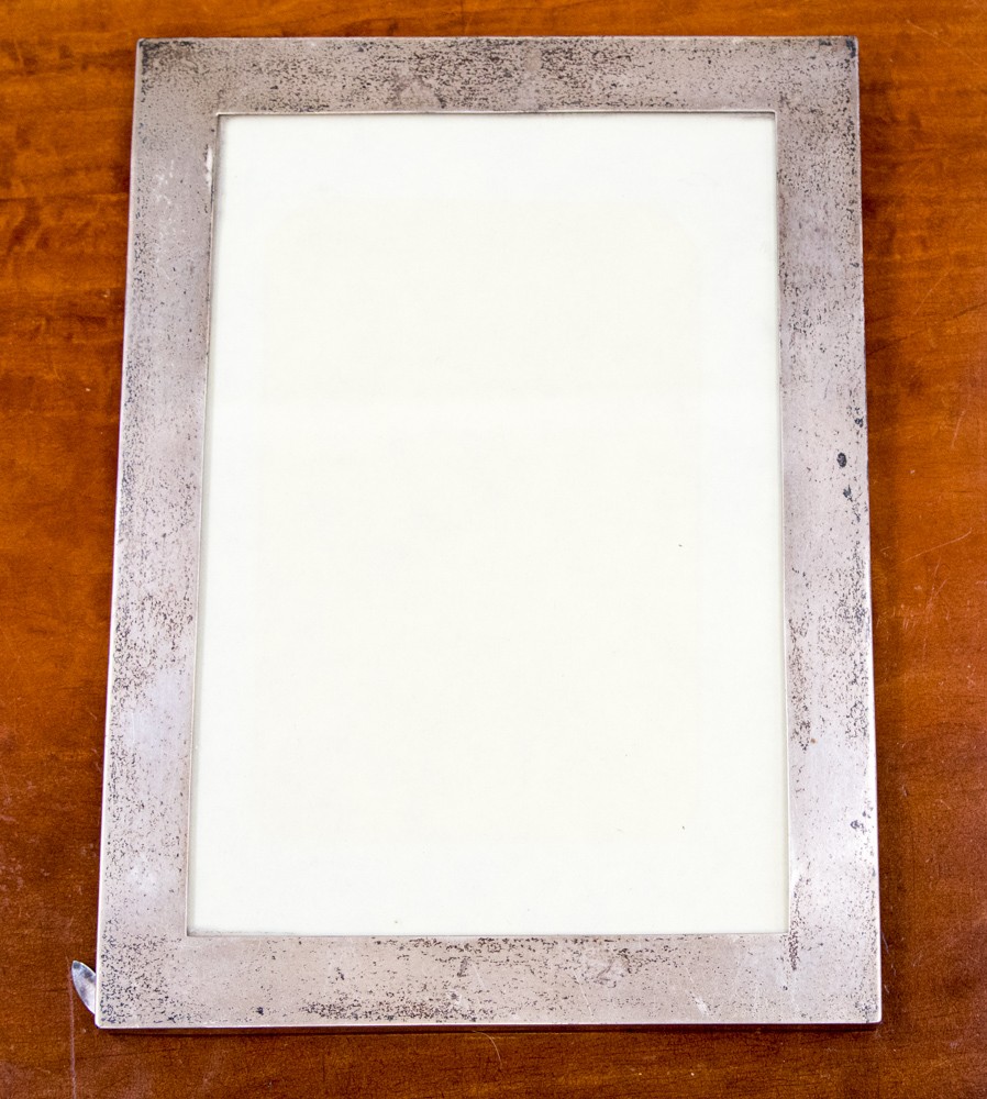 An Edwardian silver photograph frame, plain rectangular form, Mappin & Webb,