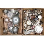 A box of Assorted boxed and loose cutlery, including a canteen,