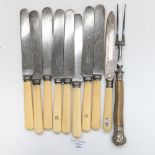 A set of Victorian ivory handled dinner knives