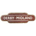 Derby Midland Interest: A 'Derby Midland' totem sign, some rust, in need of restoration,