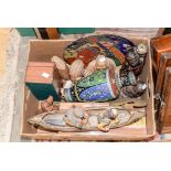 A box of assorted ethniological and Asian, African items etc, inc.