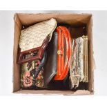 Hand bags - one large brown leather handbag with root beer Lucite handles and frame;