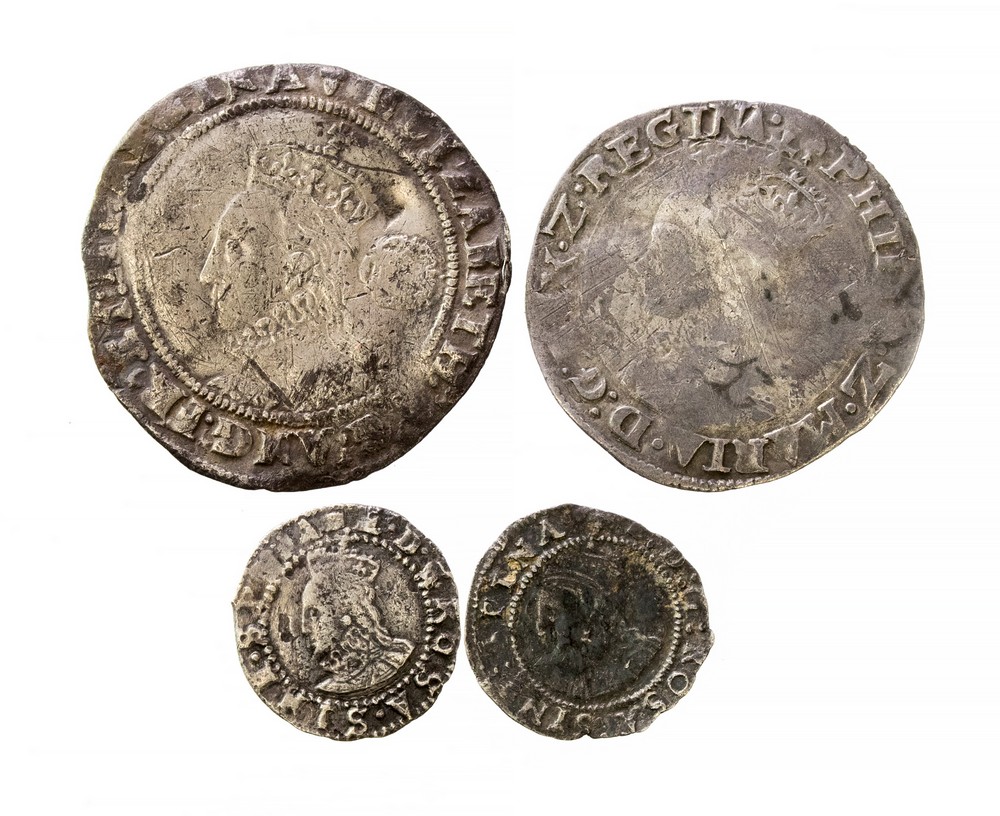 Tudor silver coin group (4). Phillip and Mary groat, S. 2508.