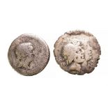 Roman Republican Denarii (2). Q. Fufius Calenus & Mucius Cordus. 70 BC. Denarius serratus.