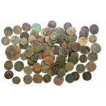 95 Roman bronze coins mostly 3rd - 4th century with many in fine to very fine condition.