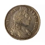 William III Halfcrown, 1701. First draped bust, modified large shields. DECIMO TERTIO on edge.