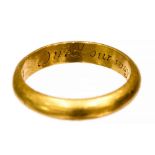 A large 18th century gold posy ring inscribed "Direct our wayes' lord all our dayes'".