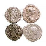 Roman Silver Denarius Group (4). Trajan.