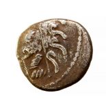 Gaul, Carnutes (area of Beauce) ANDECOM/ANDECOMBES denier (c. 45 BC). Obv. Head left. Rev.