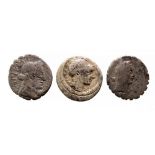 Three Roman Republican Denarii. L. Manlius Torquatus, Rome, 113-112 BC.