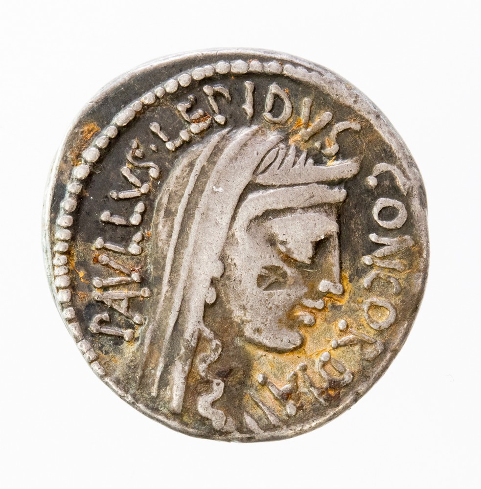 L. Aemilius Lepidus Paullus denarius, Rome, 62BC. Obv.