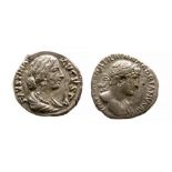 Two Roman Silver Denarii of Hadrian and Faustina II. Hadrian Denarius.