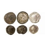 Roman silver and silvered coins to include a silver denarius of Faustina I,