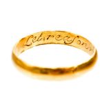 17th century gold posy ring inscribed 'Let reason rule affection'.