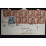 GB used in Central America, re-curable cover bearing twelve 1858 penny reds from Antofagusta,