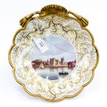 AN English Decorated Paris Porcelain Scalloped shell Dish.