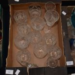 Waterford glass, six whiskey tumblers, pair of water glasses, a horse and jockey crystal model,