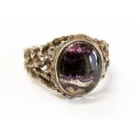 A silver and Blue John ring,